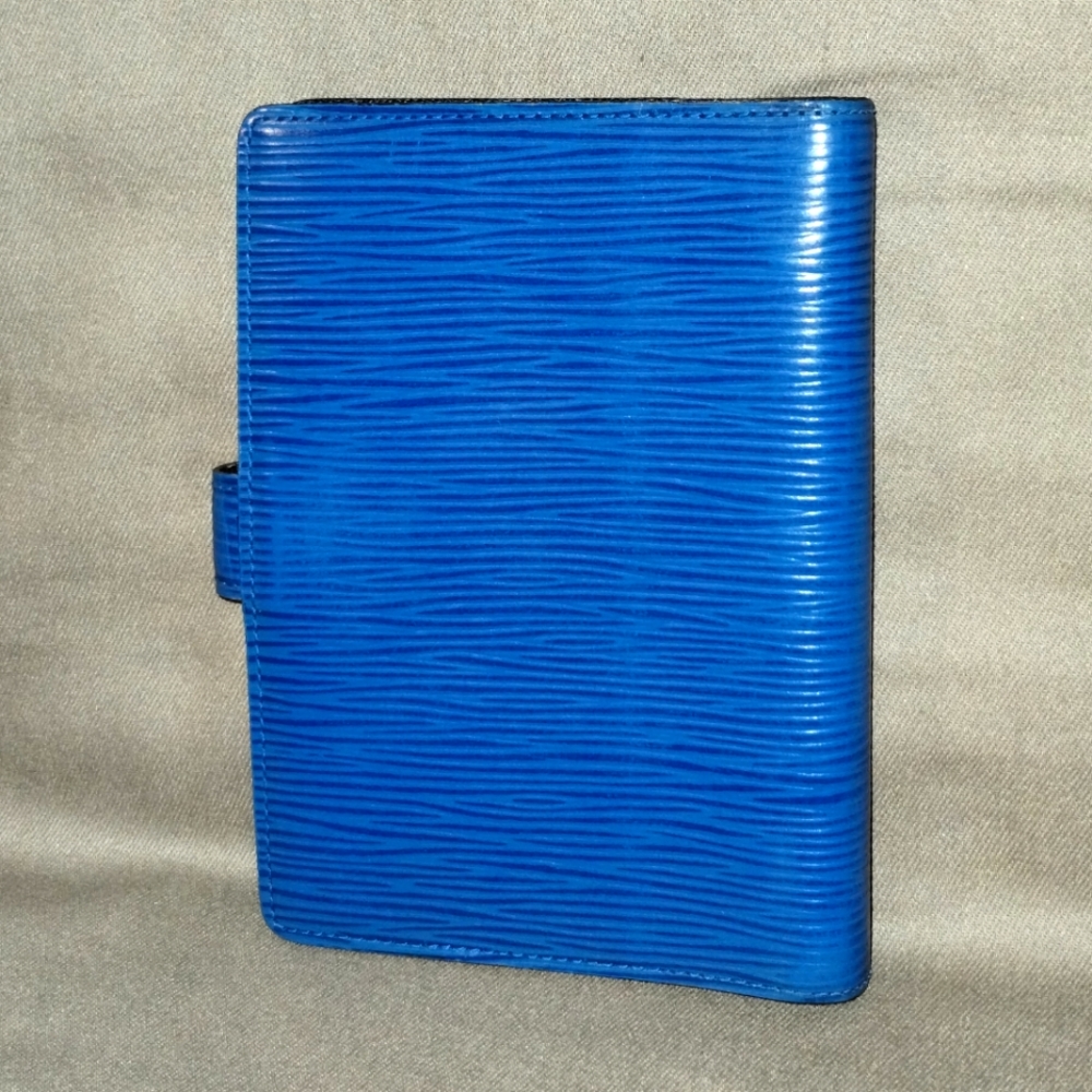 LOUIS VUITTON BLUE EPI LEATHER PLANNER/POCKETBOOK/ORGANIZER 6" x 4" ~ AUTHENTIC - Picture 5 of 12